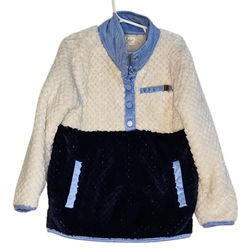 Simply Southern Color block blue fleece pullover size youth small